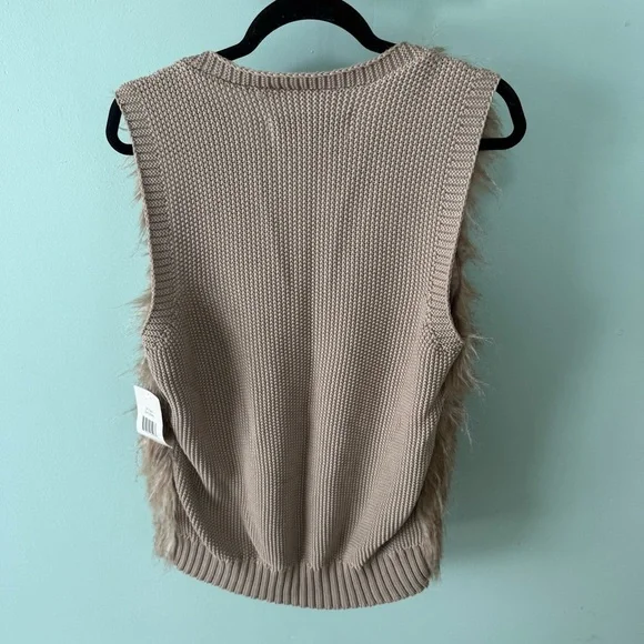 Sebby Collection Women Size L Faux Fur Vest/Beige/Natural Color - Picture 7 of 9